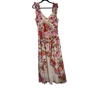 Abercrombie XLT Floral Ruffle High Low Dress XL Tall NWT Wedding Guest